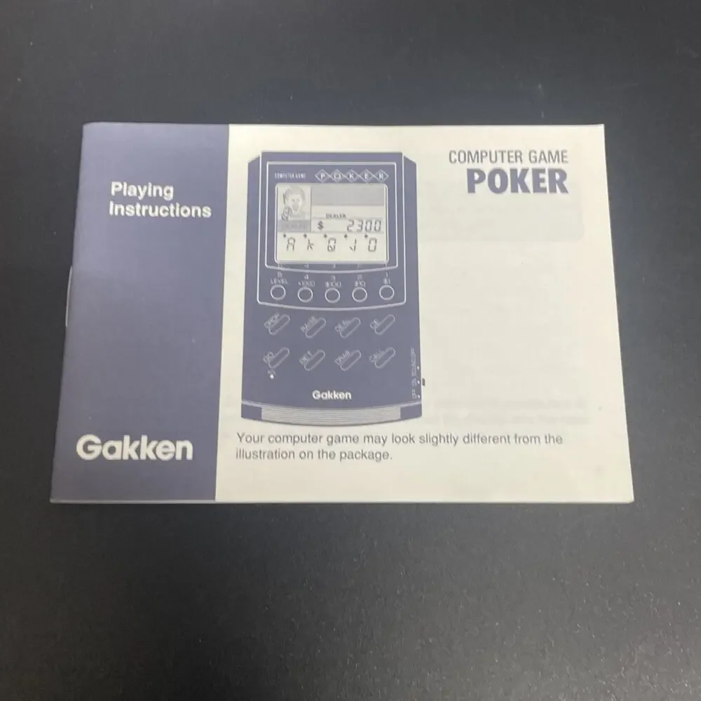 Vintage Poker Game Gakken Computer Electronic Made in Japan Box Instructions